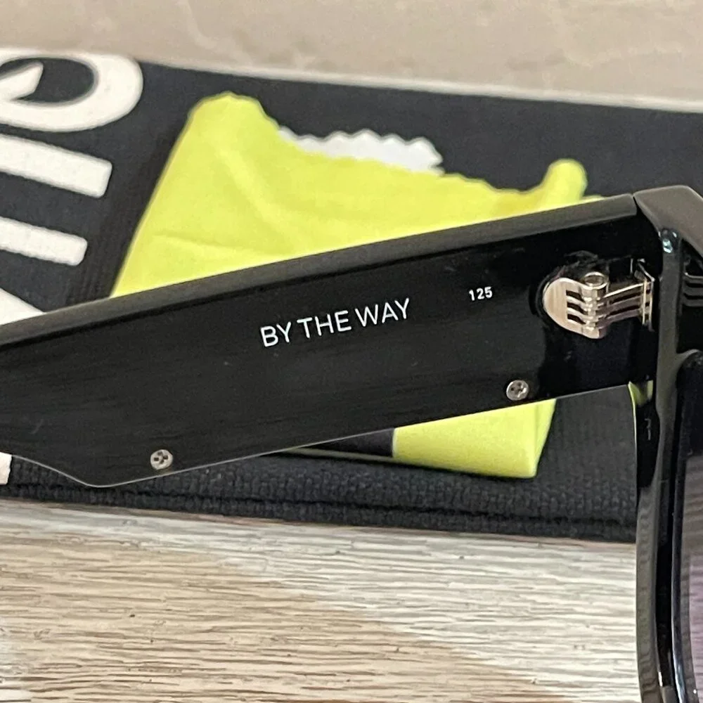 Quay Australia Sunglasses By The Way Black Cateye with Pouch and Cloth